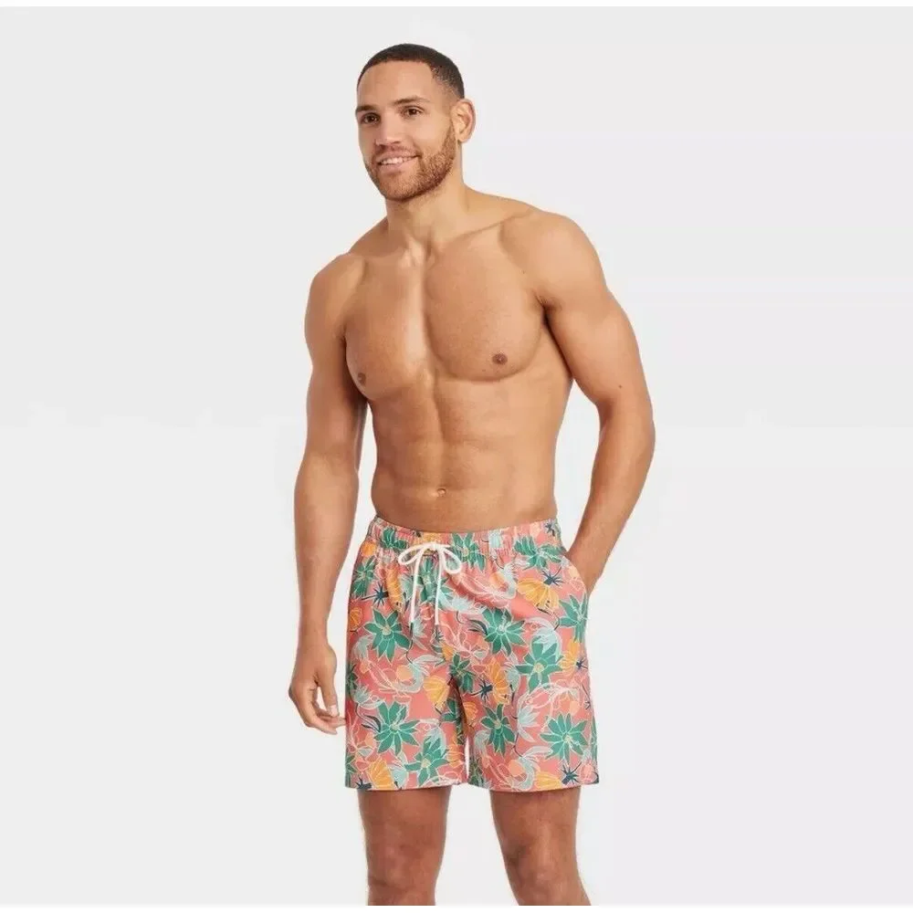Goodfellow & Co Men's Swim Trunk Shorts Quick Dry Swimsuit, Multi Floral‎ XXL